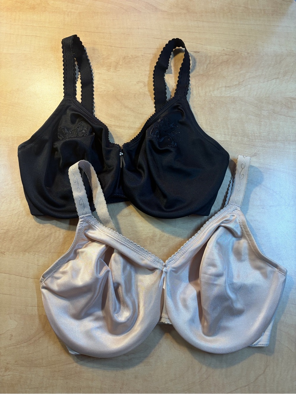 2 Wacoal Simple Shaping Minimizer Unlined Underwire Bra Size 34DDD Black Nude